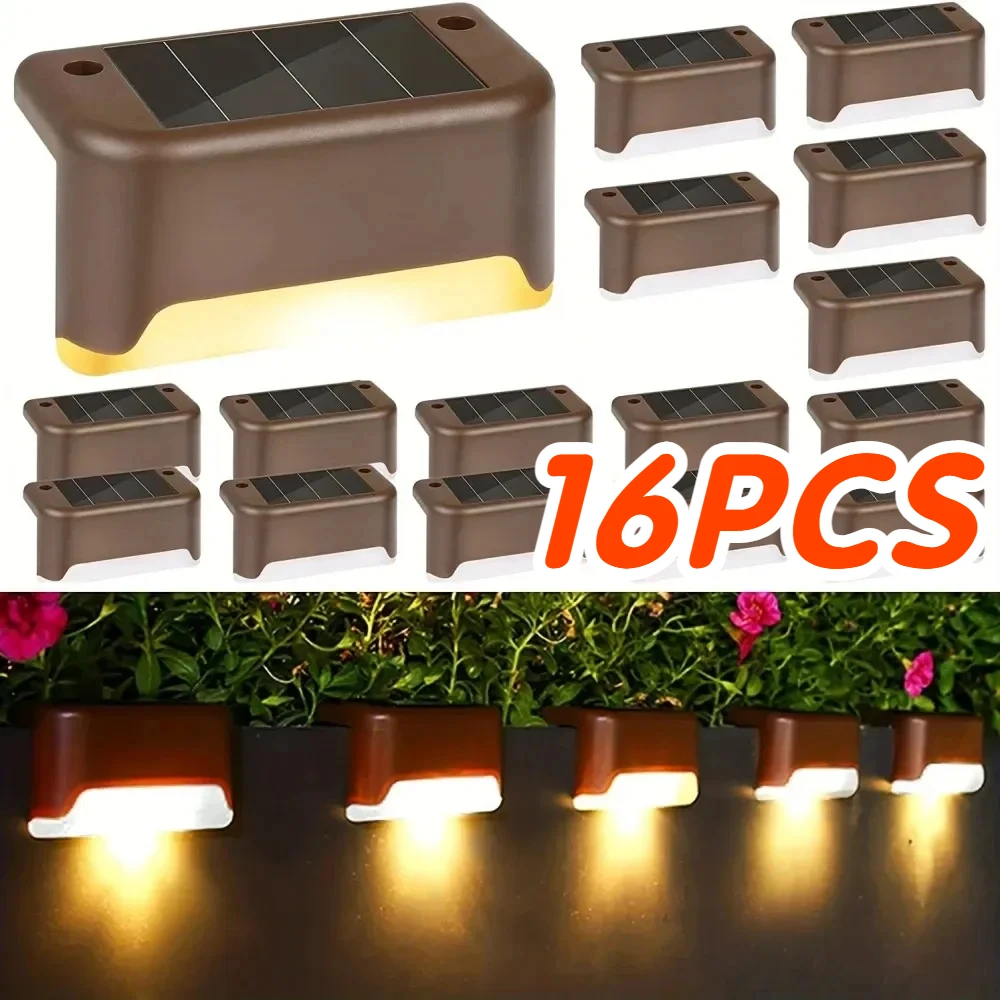 

16PCS LED Solar Step Lamps Path Stair Outdoor Garden Lights Waterproof Balcony Light Decoration for Yard Patio Stair Fence Light