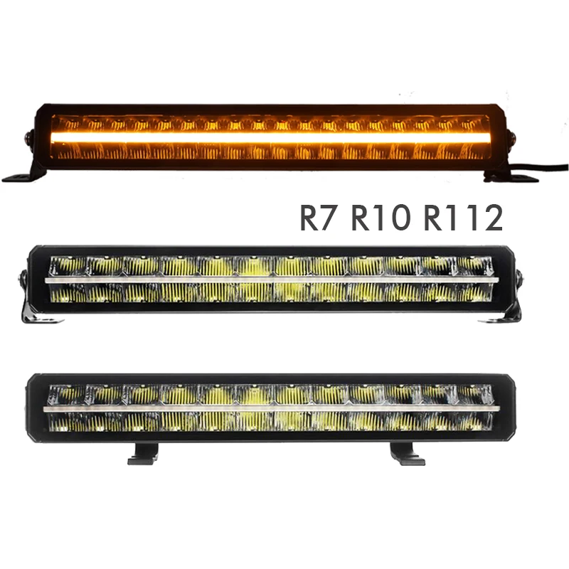 

Hot selling:R112 R7 R10 Off Road Led Bar E Marked 22'' 32'' 42'' 52 Inch White Amber DRL Piano Key Truck Offroad 4x4 Led Light B