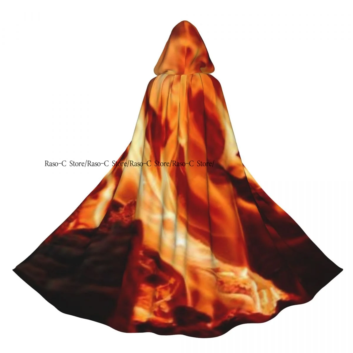 Capa con capucha para chimenea Flame Of Burning, accesorio de disfraz de capa de bruja unisex de poliéster