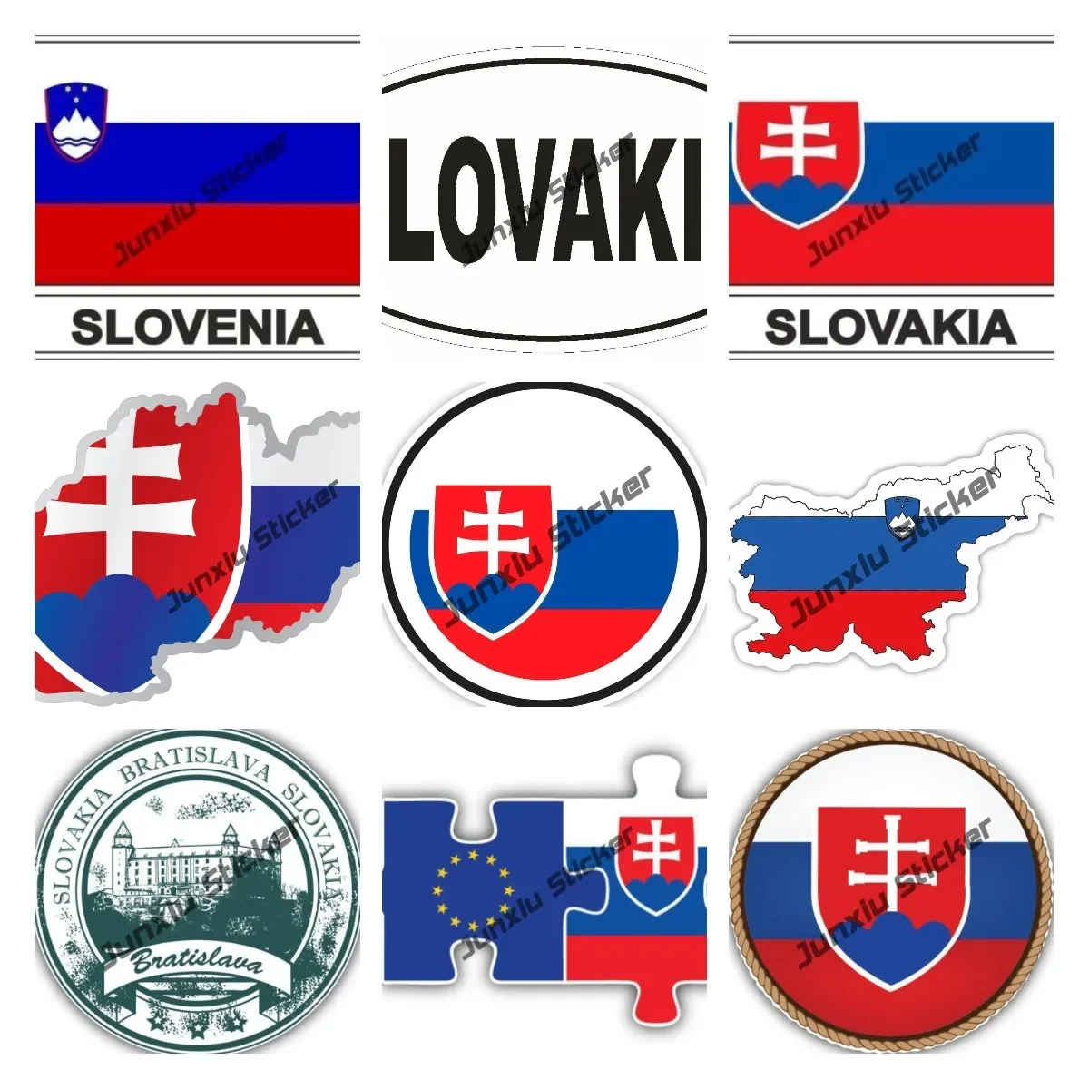 Slovakia Map Flag Shield Decal Car Sticker Slovenia Flag Sticker Creative Motorcycle Cover Scratches Waterproof Car Accessories