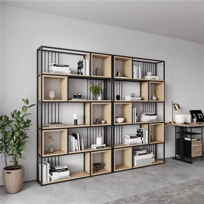 

Nordic Industrial Wind Iron Screen Simple Floor Restaurant CD Rack Multi-Storey Bookshelf for Loft Living Room