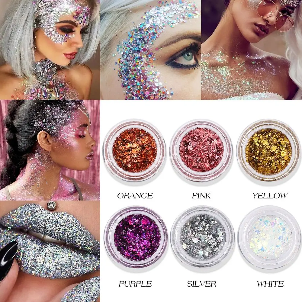 New Shiny Eye Makeup Glitter Powder Eyeshadow Long Lasting 6 Colors Shimmer Cream Eyeshadow Gel Face