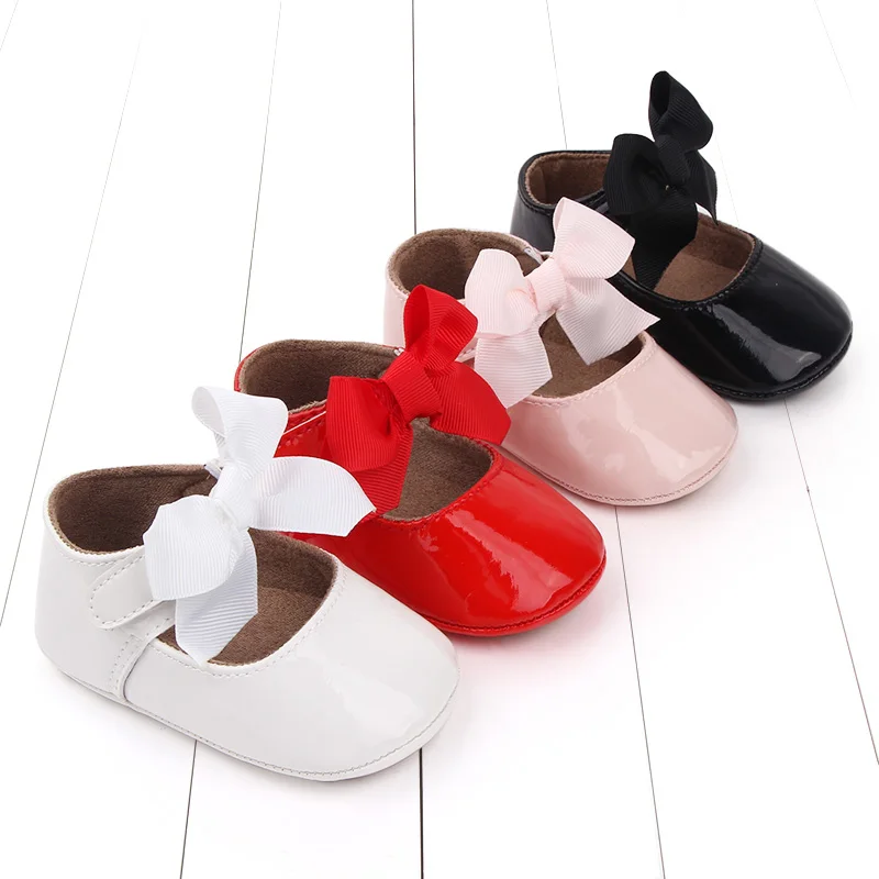 Baby Girl Princess Shoes High Quality PU and TPR Anti-slip Cute Bowknot Toddler Birthday Party Shoes for 0-18 M 2023 New Fashion