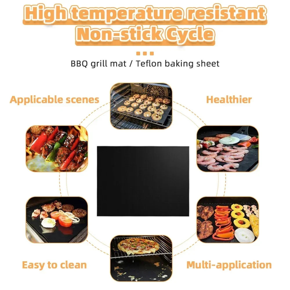 Non-stick Grill Mat, Heat-resistant, Easy-to-clean, Reusable Barbecue Board, Outdoor Picnic Oven, Baking Tray, Grill Tools