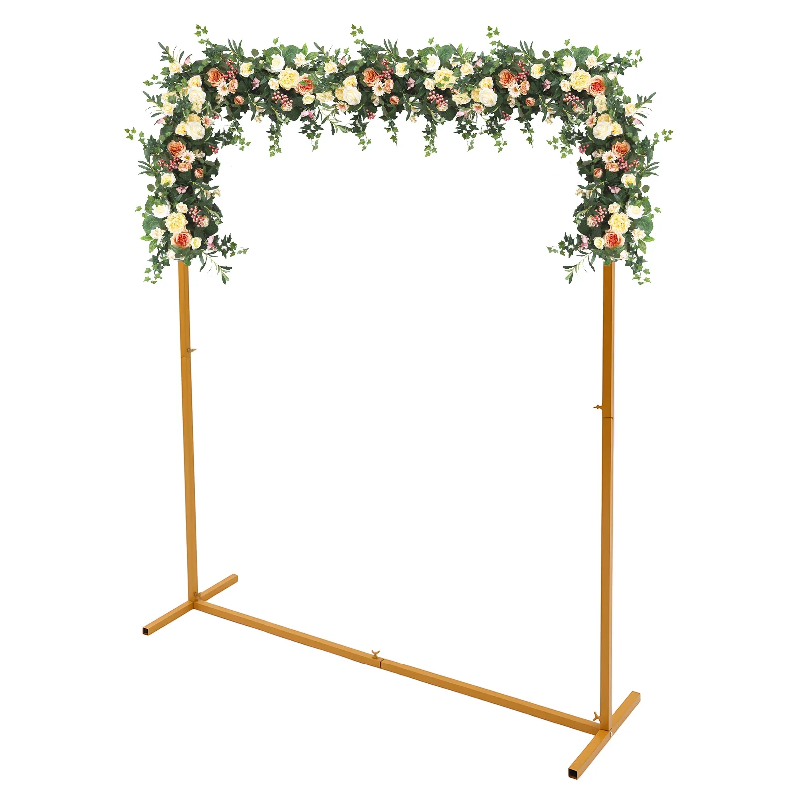 

2*1.5m Wedding Metal Arch Stand Gold Square Backdrop Stand DIY Flower Balloon Decor Frame for Birthday Party Event,Easy to Store