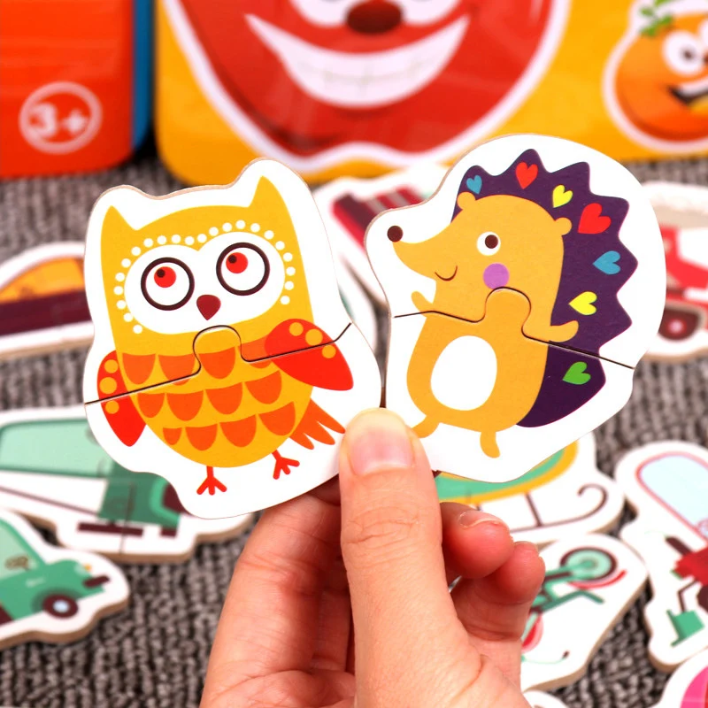 

Baby Cognition Flash Card Puzzle for Kids Toys 3 to 5 Years Children Educational Games Iron Box Cards Matching Game