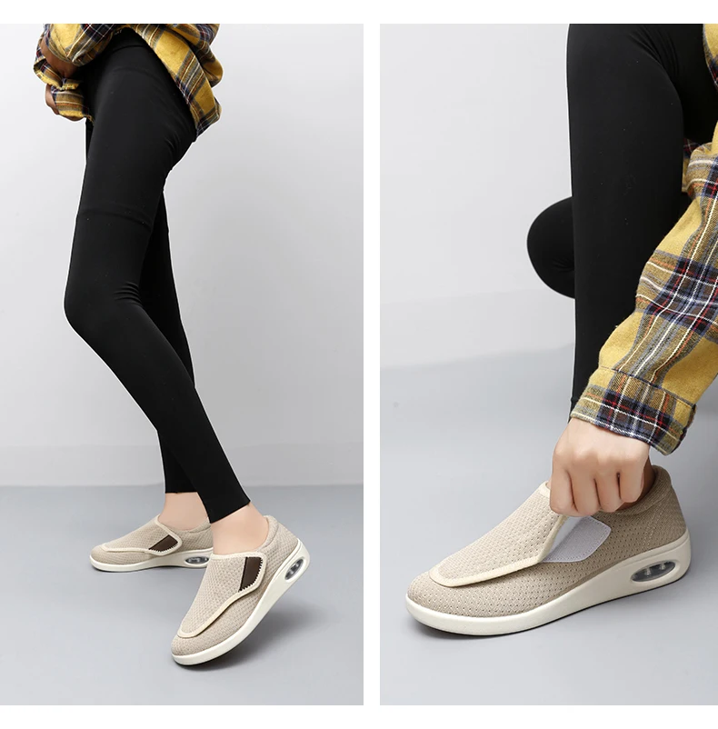 Damen-Sneaker, orthopädisch, für breite Füße, geschwollene Füße, lässige Damenschuhe, Einstellung der großen Zehen, weich, bequem, Diabetiker-Schuhe für Herren – Detail 17