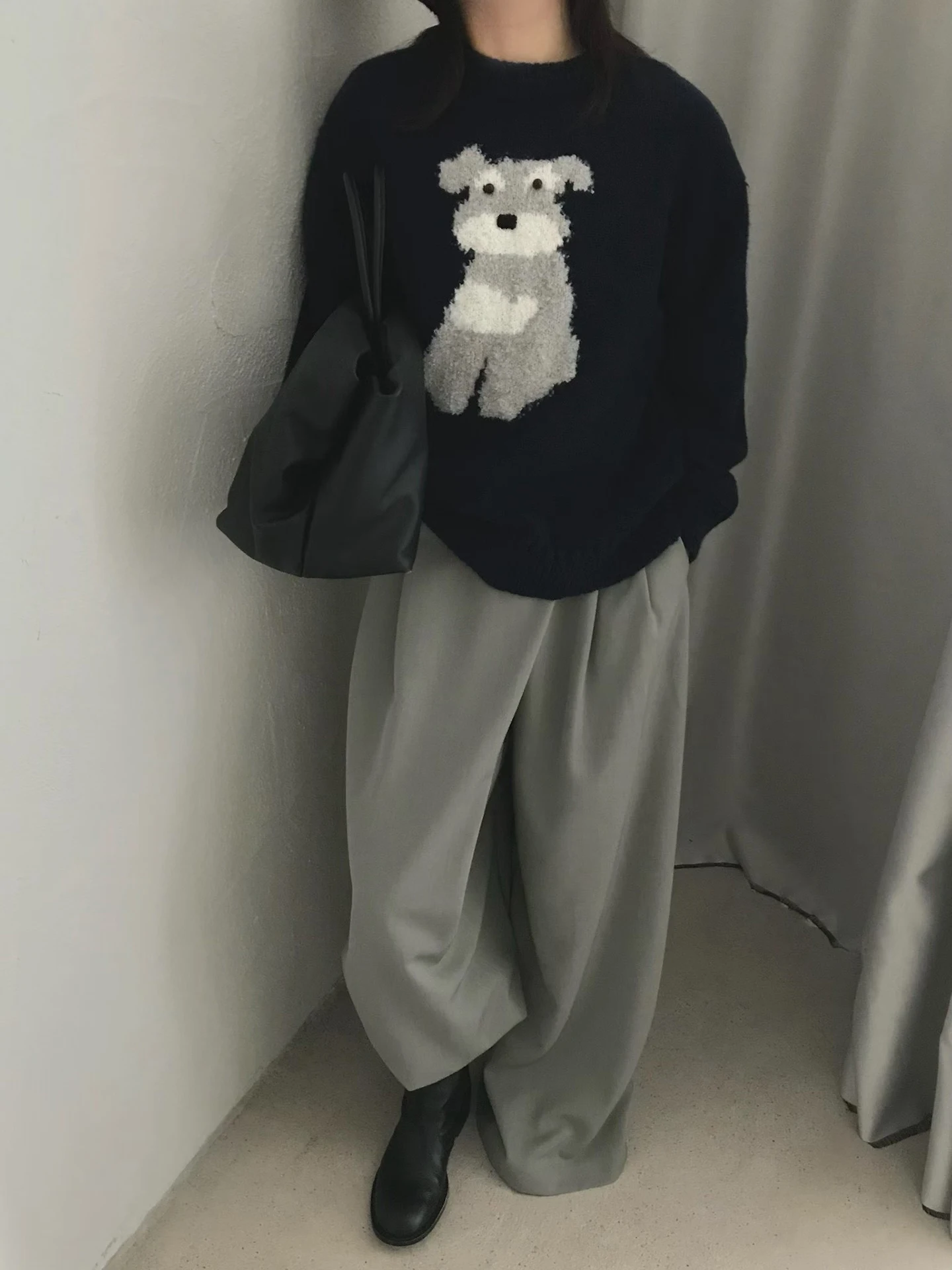 لينة Plu جولة Ne البلوز Fce الكلب طباعة سترة المرأة الخريف الشتاء كسول Sle تخفيض العمر تنوعا محبوك أعلى #3