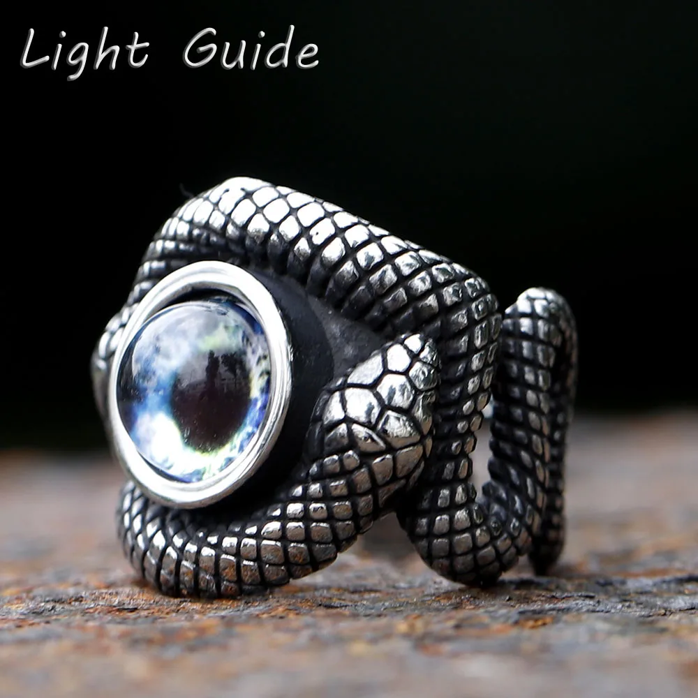 

2022 NEW Stainless Steel Cool Snake The Eye of Hell ring For Man Unique Punk Ring Factory Wholesale Price Animal Jewelry