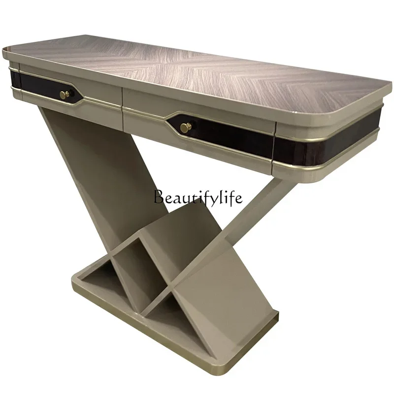 

Italian light luxury entrance table simple Hong Kong style entrance table model room solid wood furniture