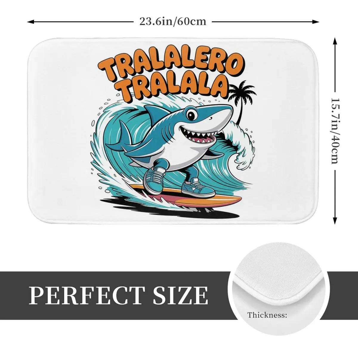 Tralalero Tralala Shark Surf Italian Brainrot Meme Non-slip Doormat Floor Mat Carpet Rug for Kitchen Entrance Home Footpad Mats