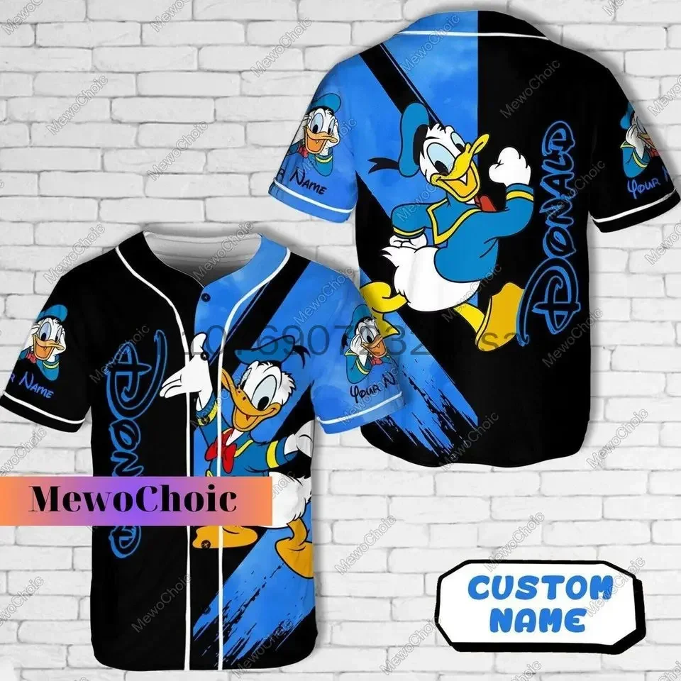 Disney Donald Duck Baseball Jersey Men\'s Women\'s Short Sleeve Jersey Disney Baseball Jersey Casual Sports Baseball Jersey