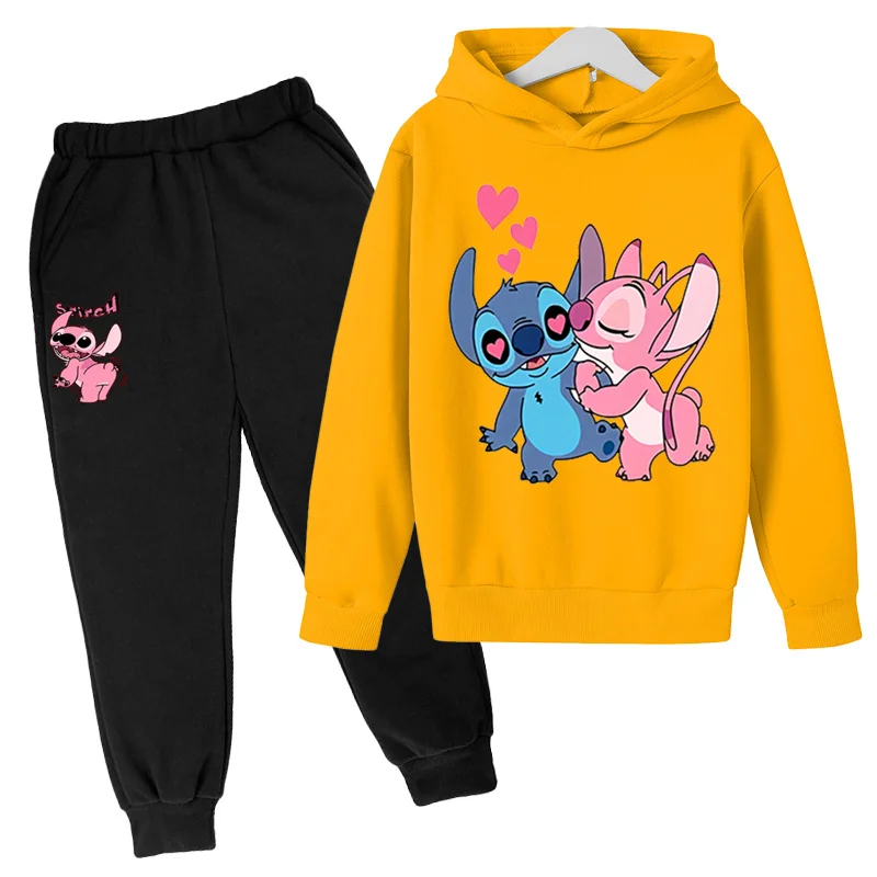 Kids Spring and Autumn Hoodies 2-12 Year Old Boys and Girls Casual Sports Two Piece Set 2D Printed Cartoon Anime Top+Pants