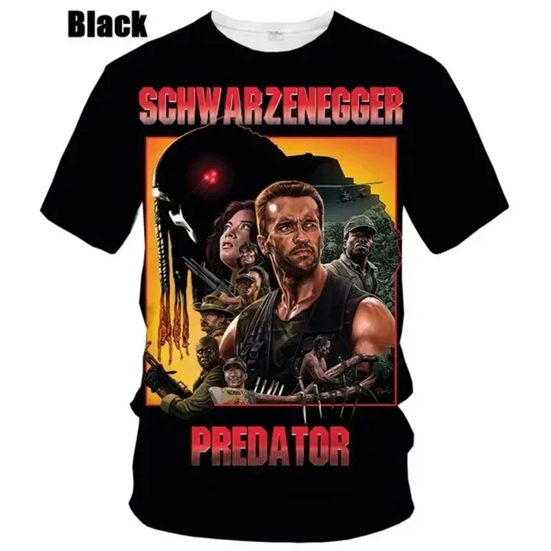 Men's 3D Predator Graphic T-shirt, Horror Movie Print T-shirt, Neutral Fashion Casual T-shirt, Harajuku Oversized Round-neck Sho