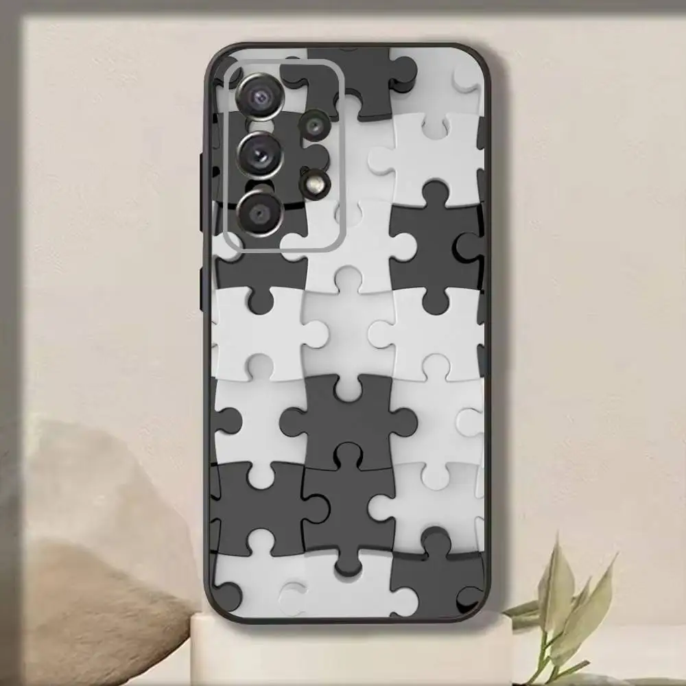P-Puzzle P-Pattern  Phone Case For Samsung S25,S24,S21,S22,S23,S30,Ultra,S20,Plus,Fe,Note,10,9,5G Black Cover