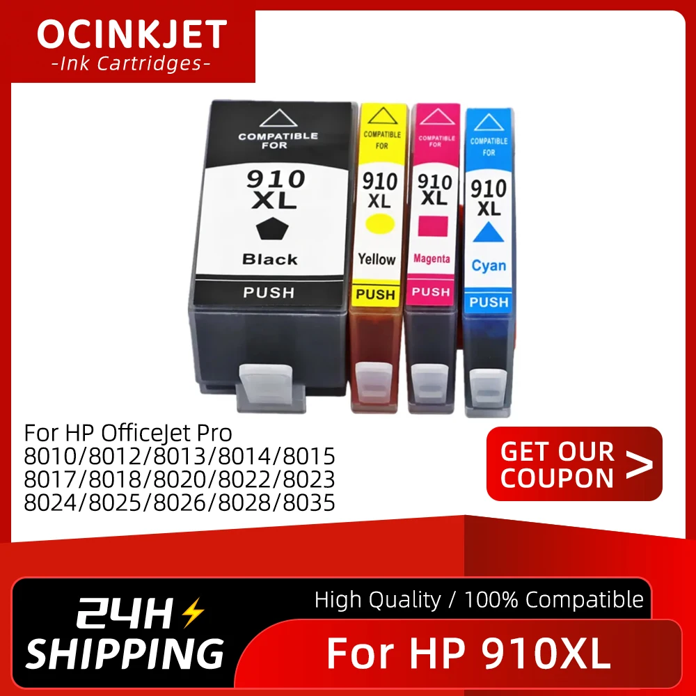 For HP 910 910XL Full Compatible Ink Cartridge For HP OfficeJet 8010 8012 8020 8022 8023 8024 8025 8026 8028 8030 8035 Printer