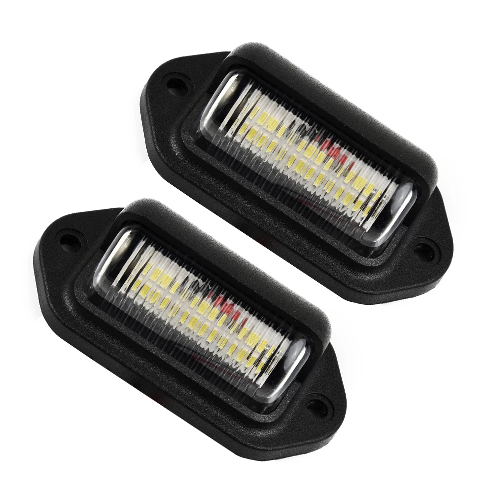 Lampu plat nomor LED, lampu bohlam terang IP65 mobil praktis penggantian 12V 2 kawat Set 2 buah 6-LED truk