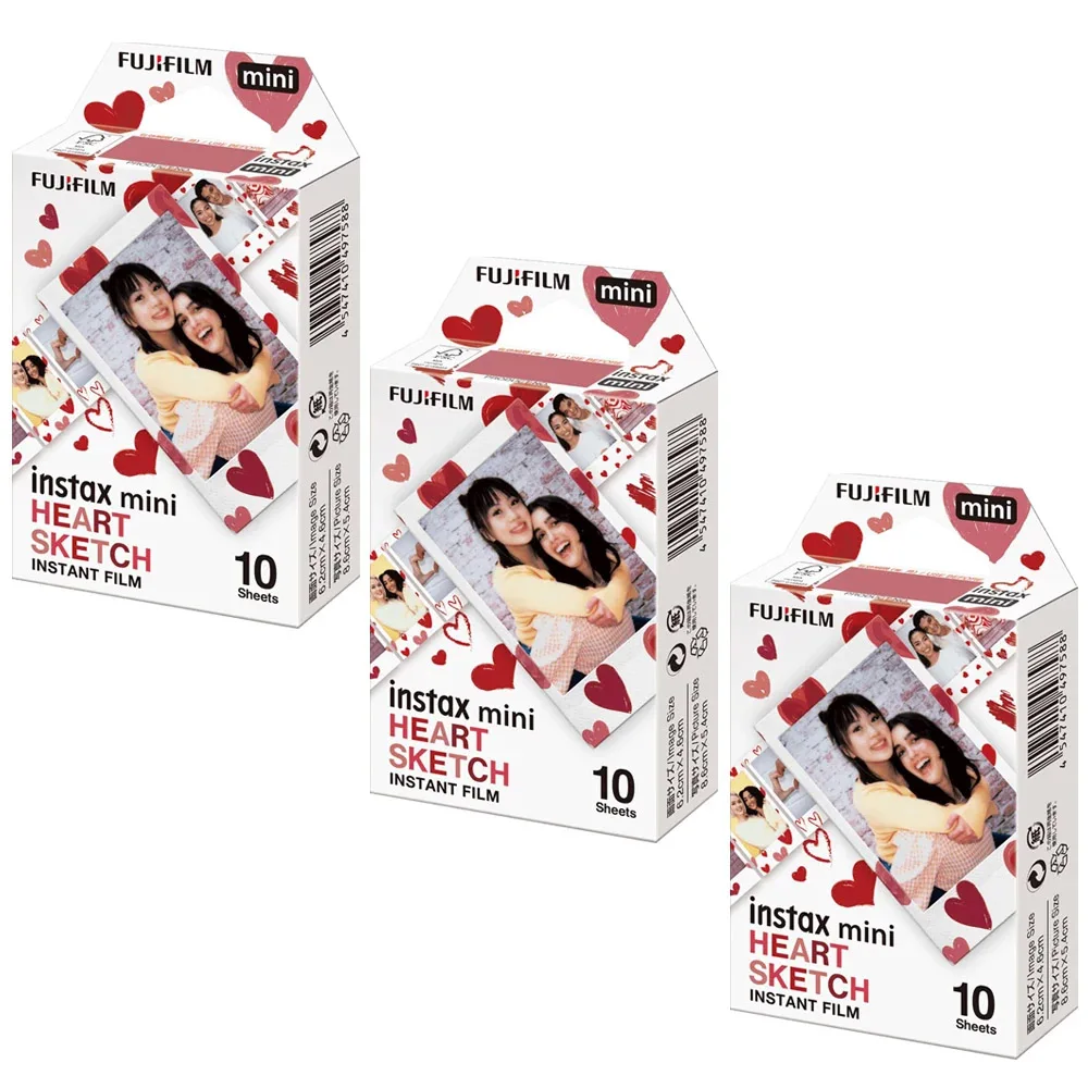 10/20/50 Sheets Fujifilm instax mini 12 11 9 films white Edge 3 Inch Heart Sketch Color film For Instant Camera Mini 8 7s 25 90