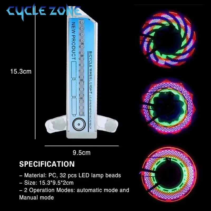 32LED Bicycle Wheel Spoke Light Colorful Mountain Road Bike Spoke Safety Warning Signal Lamp Without Battery Cycling Accessories