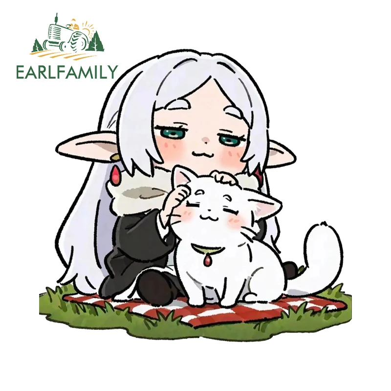 

EARLFAMILY Frieren супер милые мультяшные наклейки на автомобиль красивая ленивая девушка дизайн наклейки красивый фургон ATV украшения аксессуары