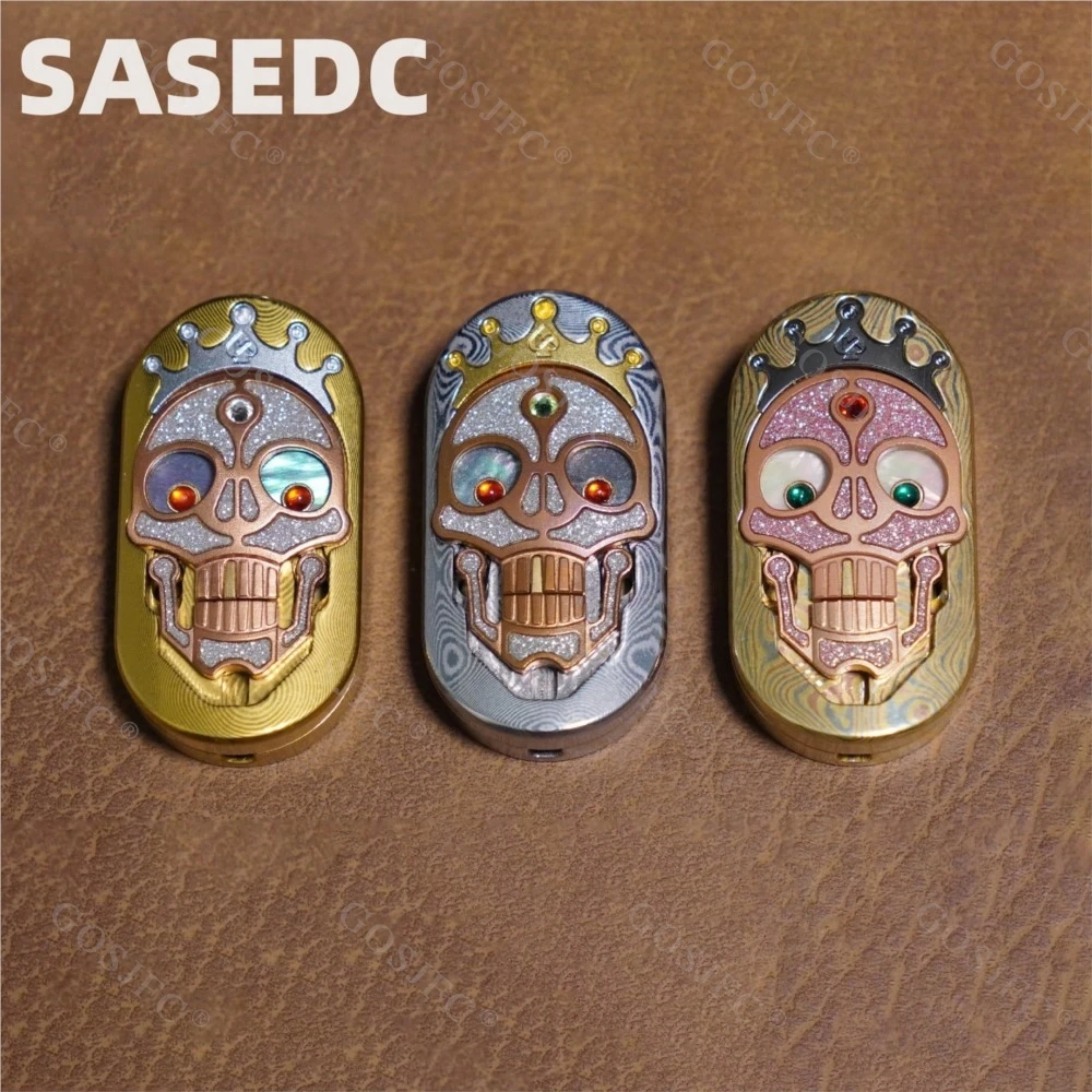 SASEDC Dynamic Coupling Device Fidget Slider Stress Relief Toy Collection Push Slider Brass PEI Damascus
