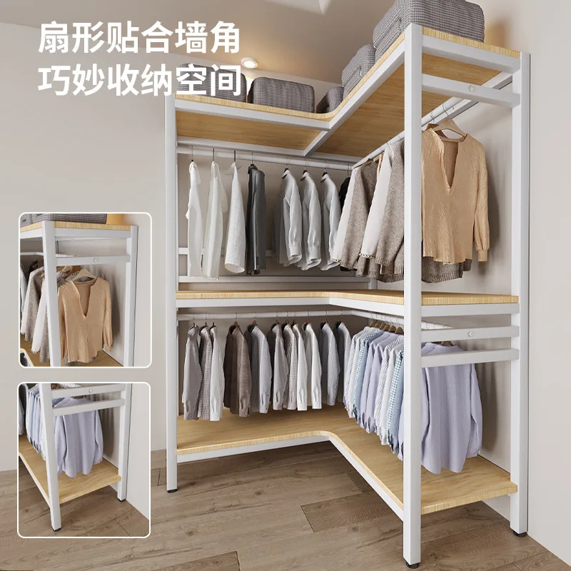 

Corner Wardrobe Home Bedroom Simple Wardrobe Strong and Durable Corner Open Full Steel Frame Combination Wardrobe