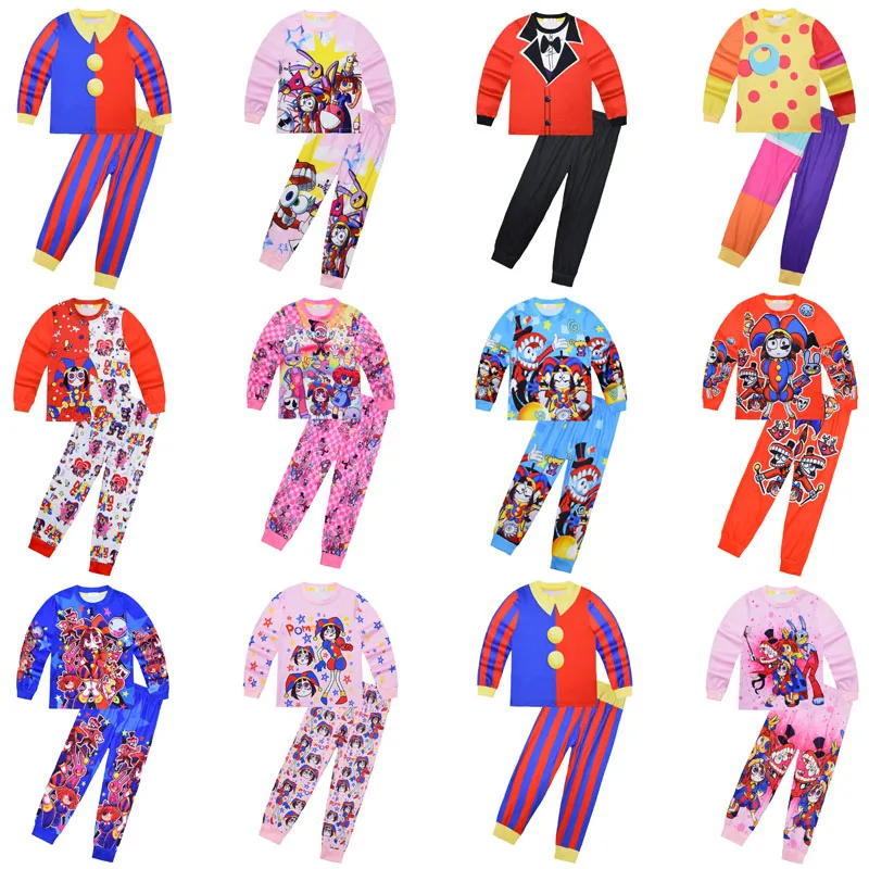 New Pomni Cosplay Costume Anime The Amazing Digital Circus Pajamas for Girls Clown Halloween Christmas Party Funny Outfits Suit