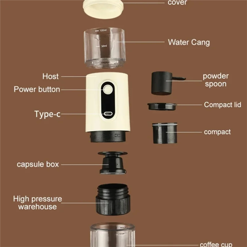 

A76G-Coffee Machine Small Portable Electric Wireless Coffee Machine Home Outdoor Coffee Machine
