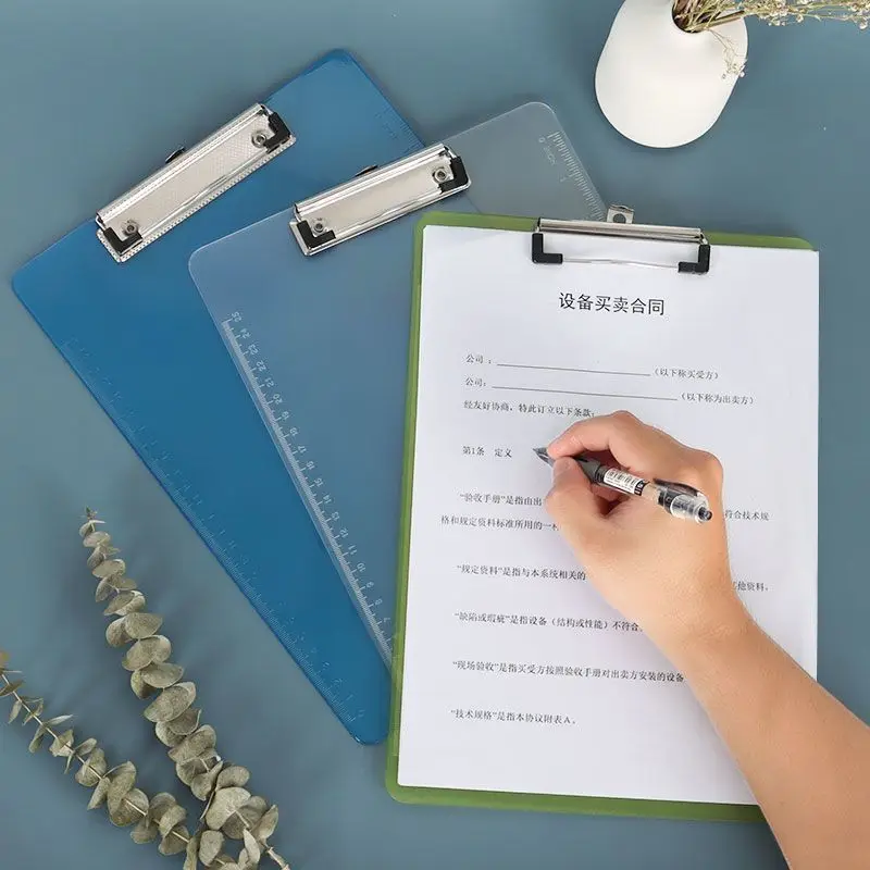 clip board a4 Clear Plastic Writing Board with Ruler Measurement Grid, Reinforced Office/Student Supplies clipboard