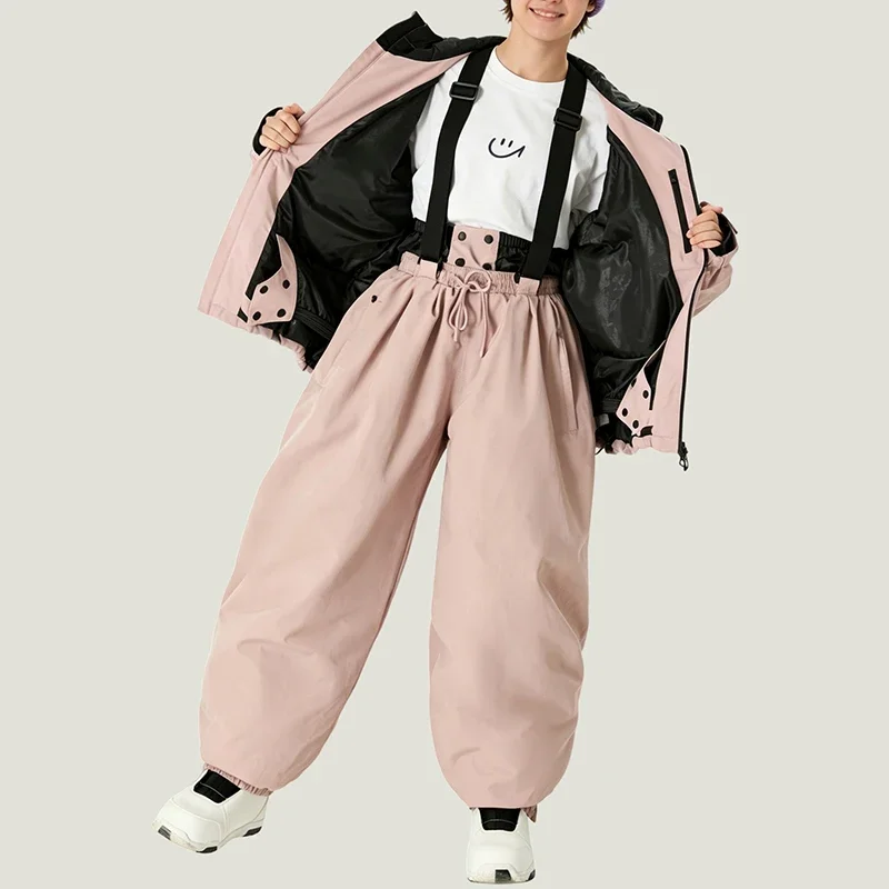 Outdoor Sport Mountain Boys Skiing Bib Trousers Outdoor Winter Warm Girls Snow Pants Waterproof Loose Children Snowbaord Clothes