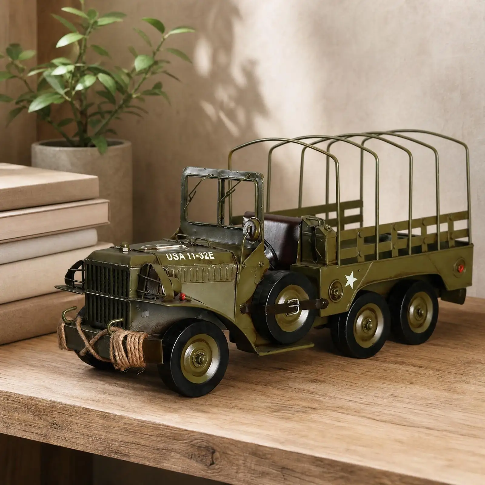 Painted Metal Vehicle Decor with Markings Detailed Vintage Truck Figurine Retro