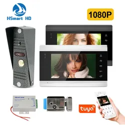 New 1080P Tuya 7 Inch Monitor Wireless Wifi Video Door Phone Home Intercom System with HD Doorbell Camera add Electric Bolt Lock