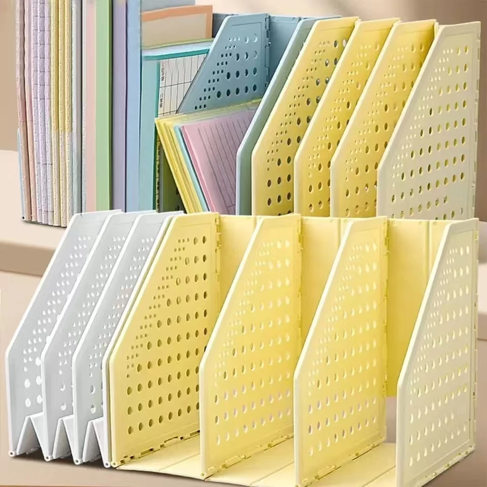

Collapsible Magazine File Holder 3 Vertical Compartment Binder Holder for Desk Organizer for Office School Home