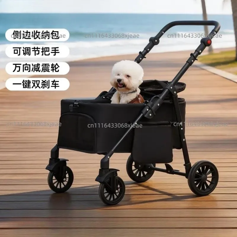 W588 Pet Cart Travel Dog Cat Dog Cat Push Small and Medium Dog Cart Folding Pet Cart