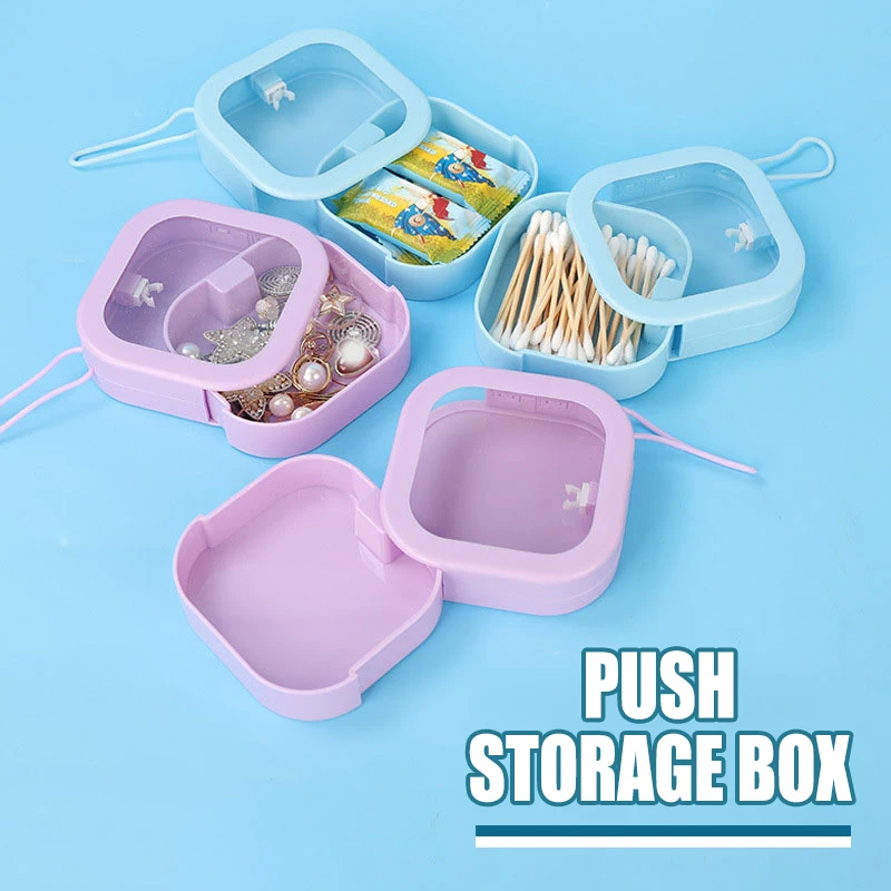 Push-Push Storage Box Portable Small Organizer Dustproof Case for Jewelry Pills Cable Earplugs Travel Container