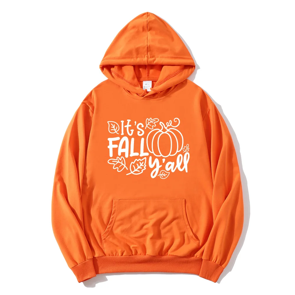 

It's Fall Y'all Sweatshirts Hello Fall Hoodie Streetwear Women Funny Fall Tops Happy Fall Yall Pumpkin Kawaii Clothes