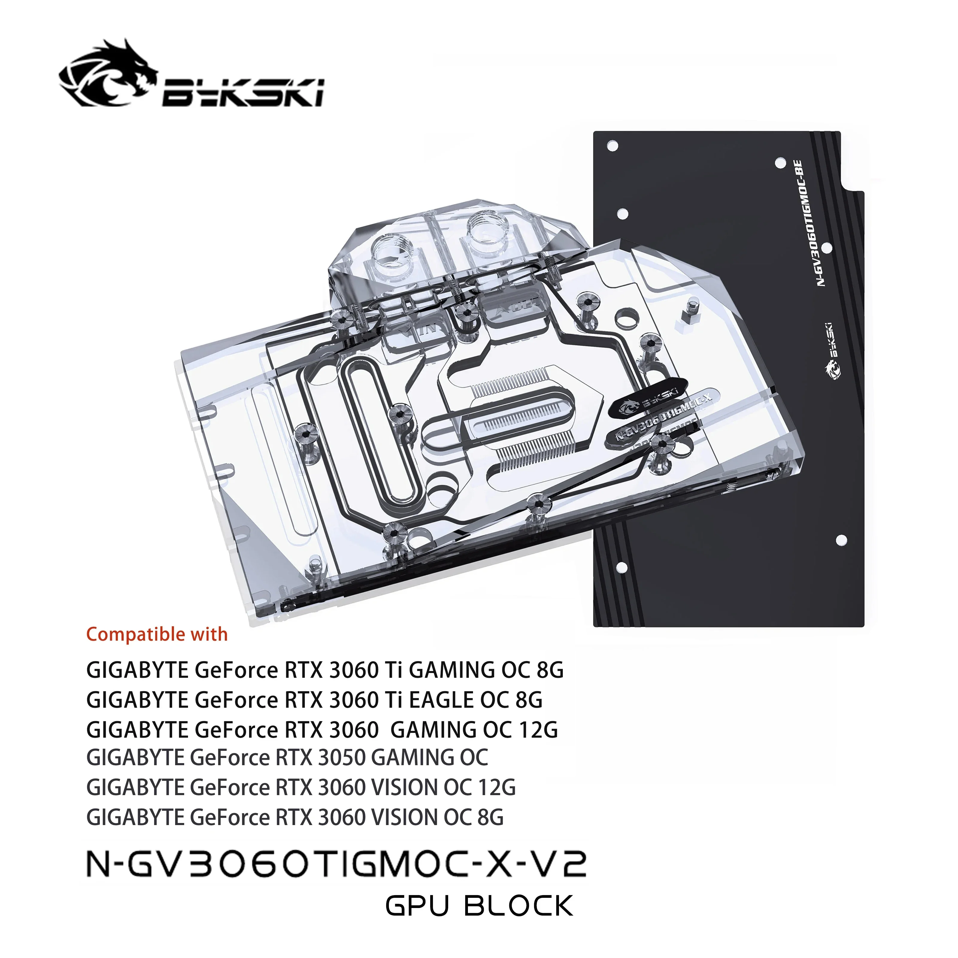 

Bykski 3060ti GPU Watercooler For GIGABYTE RTX 3060TI GAMING OC 8G, GPU Cooler Liquid Cooling Block, N-GV3060TIGMOC-X-V2