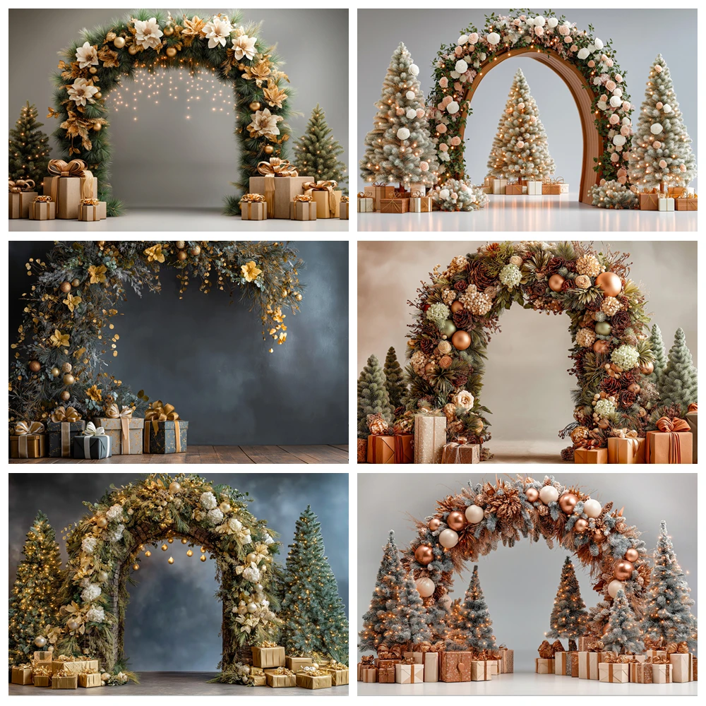 

Christmas Arch Photography Backdrop Child Baby Flower Balloon Photo Background Xmas Family Portraits Photobooth Decor Props
