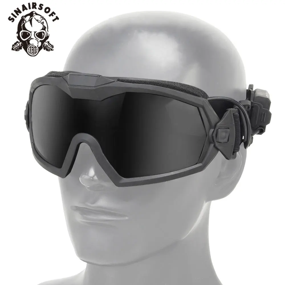 Gogle taktyczne Anti-Fog Anti-Shock z wentylatorem wewnątrz i na zewnątrz podwójny tryb scena Airsoft Paintball kask narciarski okulary