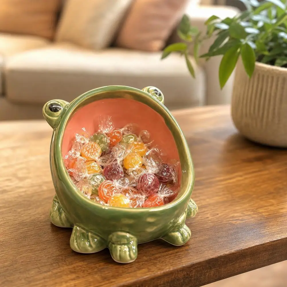 Ceramic Frog Ceramic Storage Bowl Creative Animal Figurine Key Candy Sundries Container Entrance Home Desktop Decor Ornament