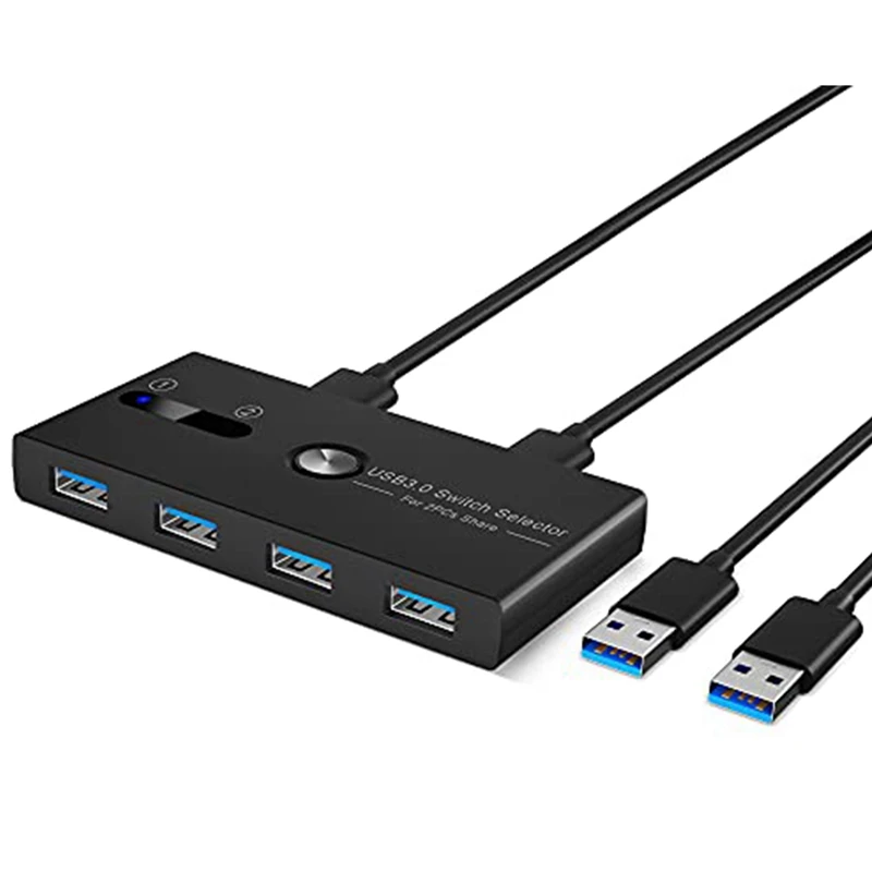 

USB3.0 переключатель 100 м/с, USB переключатель, селектор, 4 порта для мыши, клавиатуры, совместного использования принтера, 2 в 4 выхода, с кабелем для передачи данных