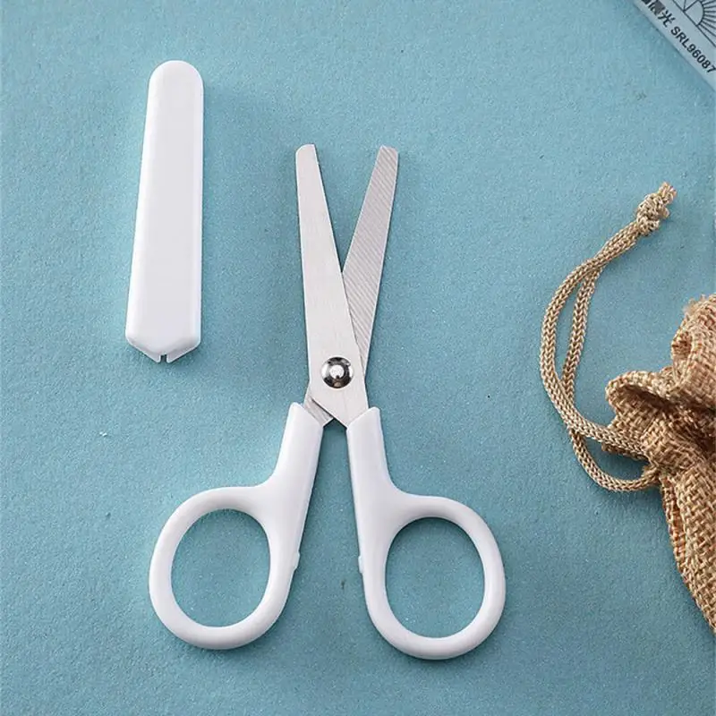 Simplicity Scissors Mini Creative Korean White Solid Color Stainless Steel Stationery Scissors Small Lovely Student Scissors