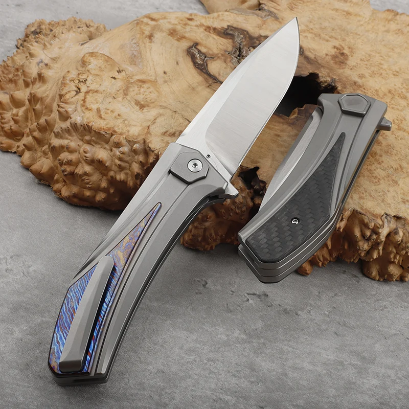 

M390 blade titanium alloy handle folding knife outdoor tactical self-defense camping hiking hunting portable tool knife