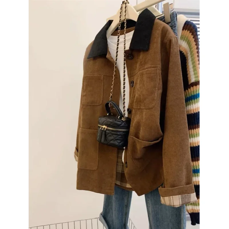 اللون بلو طوق Jaet المرأة الخريف الشتاء حجم كبير ملابس العمل الكورية Sle سروال قصير معطف طويل Sve زر حتى #1