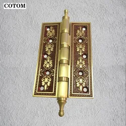 1Pcs Luxury Crown Head Door Hinges Solid Brass Thick Flat Rose Gold Heavy Duty Mute Villa Gate Copper Hinge Hardware Accessories
