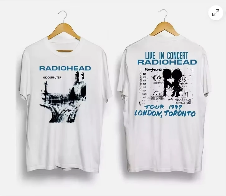 Vintage US Radiohead OK Computer Album 90s Print Summer New Retro Fashion Unisex Streetwear Oversized Women And Men T-Shirt
