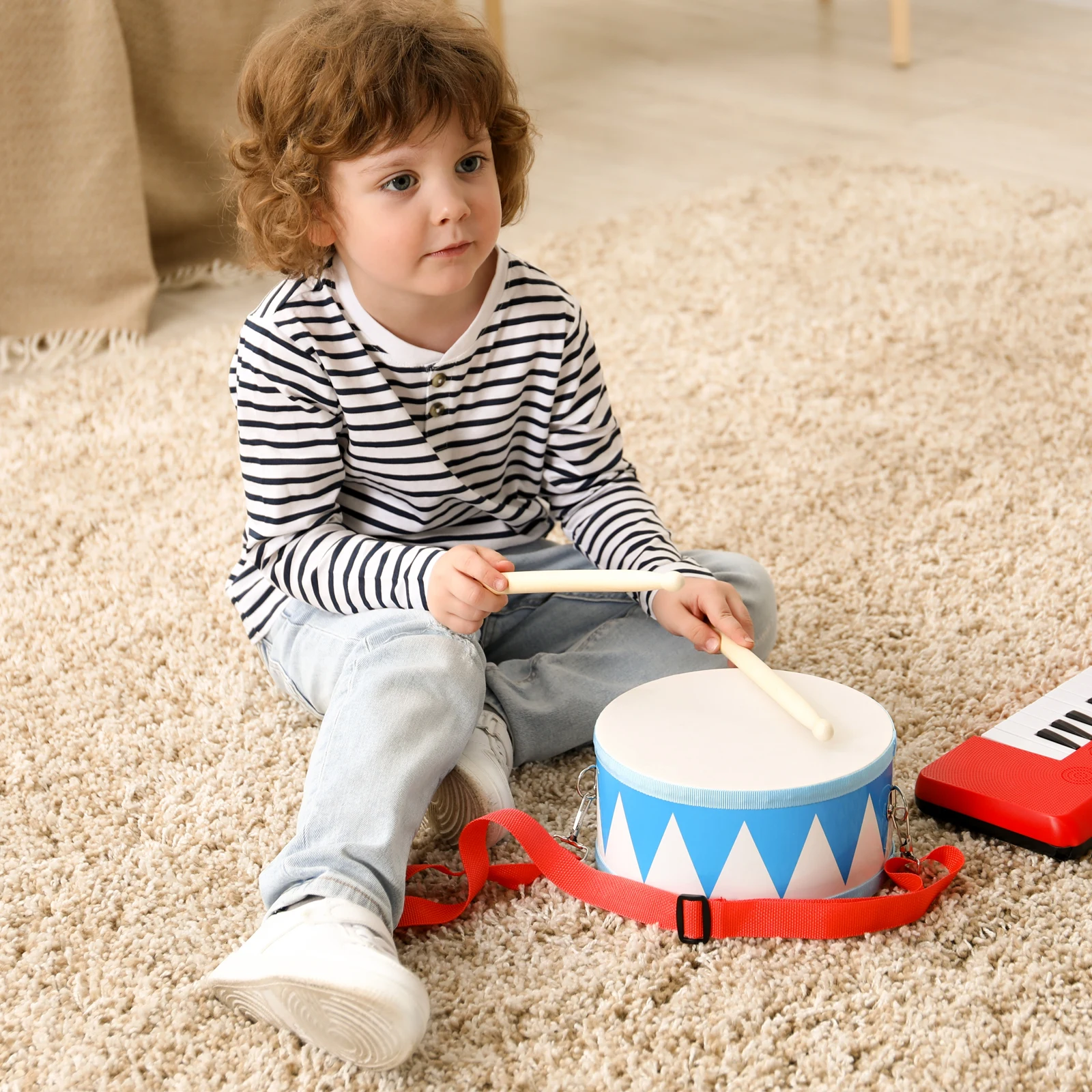

Imitation Sheepskin Small Kids Snare Percussion Instrument Wooden Frame Toy Musical Toys Educational Children Hand
