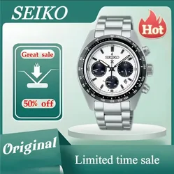 Original SEIKO Watch SSC813P1 Panda Three Eyes Series Men's Multi Functional Waterproof Watches Calendar High End Luxury Watch