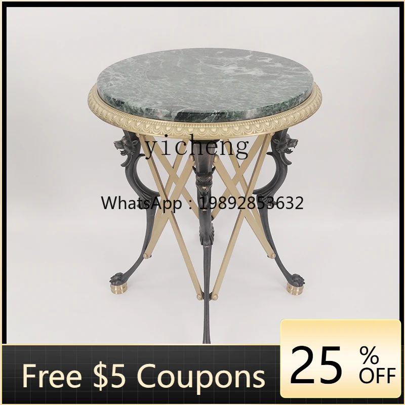 European living room sofa balcony brass small table corner few pure copper small coffee table
