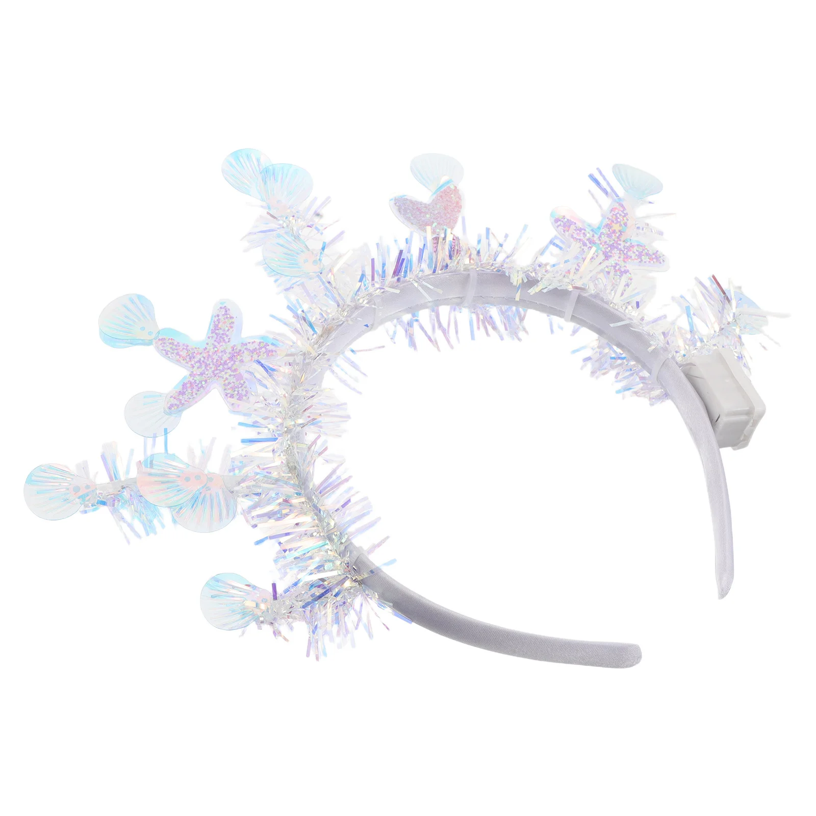 

Mermaid Headband Seashell Crown Iridescent Tinsel Foil Strips Girls Party Accessories Costume Hair Band Mermaid Hair Hoop